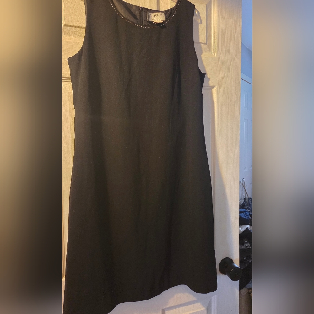 Vintage Scoop Neck Mary McFadden Black Sleeveless Midi Dress 14